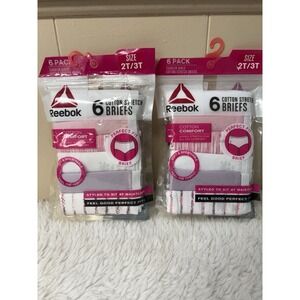 Reebok Pack Of 6 Toddler Girls Cotton‎ Stretch Briefs Lot Of 2 Size 2t-3t